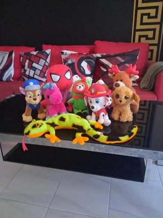 Lote 10 Peluches: Spiderman, Paw Patrol, Unicornio
