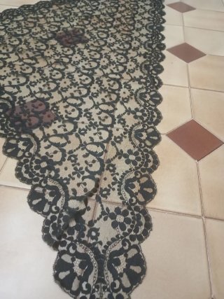 Mantilla Fallera Encaje Antiguo Negra