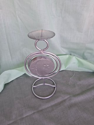 Portavelas decorativo sol metal plata