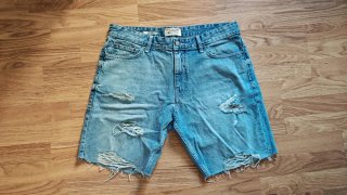 Pull and Bear Shorts Vaqueros Rotos Azules