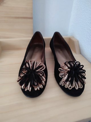 Bailarinas ante negro tacón interior 3.5cm