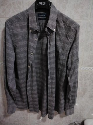 Camisa Massimo Dutti Slim Fit Gris Talla L/G