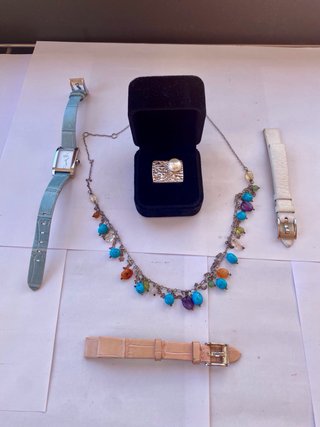 Lote Joyería Plata: Collar, Anillo, Relojes