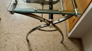 Mesa escritorio cristal y acero