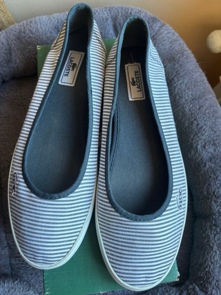 Bailarinas Lacoste Rayas Azul Blanco