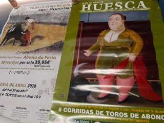 2 Carteles Publicitarios Toros Huesca y Feria Abri