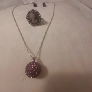 Conjunto de Joyas Morado y Plateado