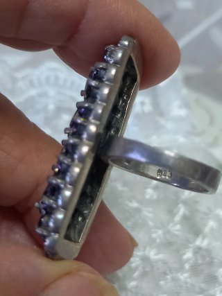 Anello Argento 925 Vintage ametiste e narcasiti