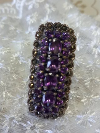 Anello Argento 925 Vintage ametiste e narcasiti