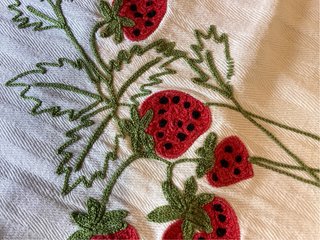 Grembiule vintage con fragole ricamate