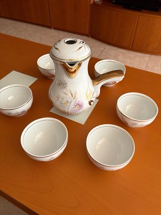 Juego de chocolate porcelana dorado