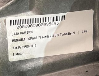 Caja cambios pk6s013 renault espace iv (jk0) 95493