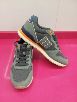 Zapatillas Mustang Hombre Gris Naranja