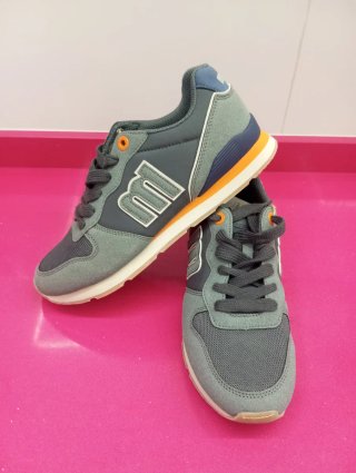 Zapatillas Mustang Hombre Gris Naranja