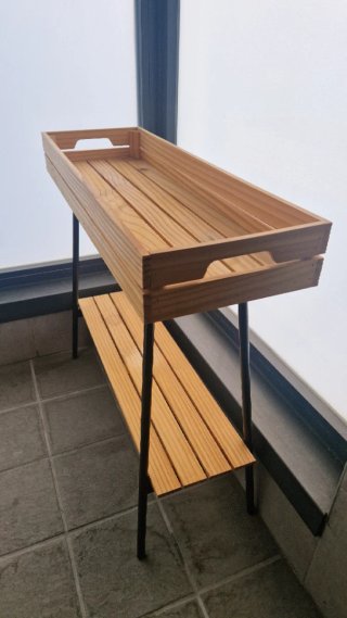 Jardinera de madera y metal 2 niveles
