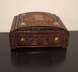 Antigua Caja Labrada - Fogués - Madera - 1950/70.