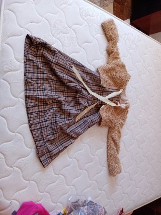 Vestido marrón cuadros con chaqueta