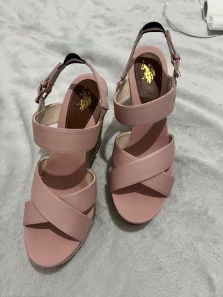 Sandalias cuña U.S. Polo Assn. rosa palo