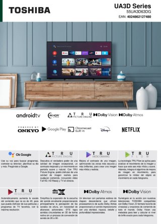 Smart TV Toshiba 55 4K UHD Modelo 55UA3D63DG