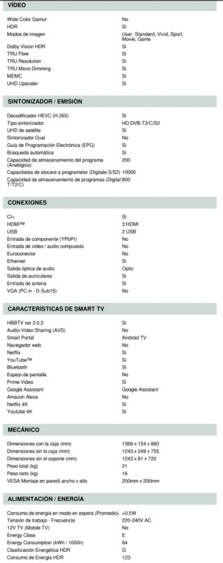 Smart TV Toshiba 55 4K UHD Modelo 55UA3D63DG