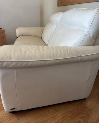 Sofá 3 plazas Natuzzi cuero blanco relax