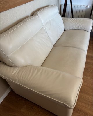 Sofá 3 plazas Natuzzi cuero blanco relax