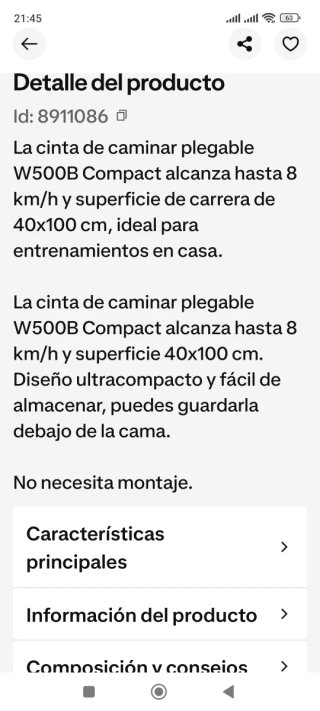 Cinta de correr plegable W500b Decathlon