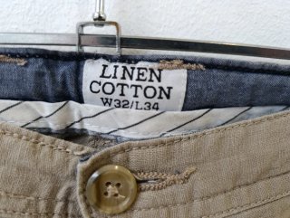 Pantalón chino lino-algodón beige