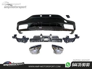 DIFUSOR TRASERO CON COLAS CROMADAS PARA MERCEDES GLC COUPE C253 NEGRO MATE/BRILLO