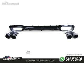 DIFUSOR TRASERO NEGRO BRILLO CON COLAS REDONDAS NEGRAS PARA MERCEDES CLASE E W213