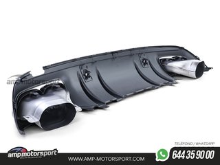 DIFUSOR TRASERO CON COLAS CROMADAS PARA MERCEDES CLASE C KOMBI/SEDAN W205 NEGRO BRILLO
