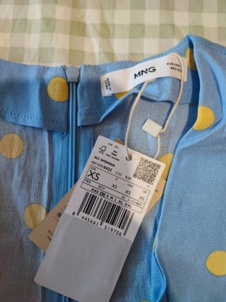 Mono lunares azul y amarillo