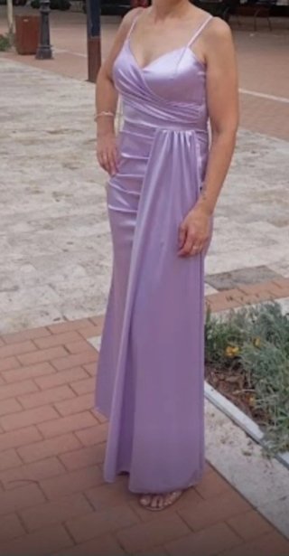 Vestido lila largo satinado