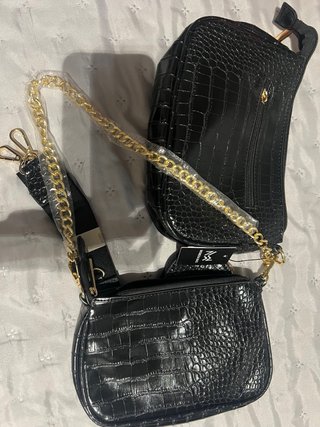 Bolso Momoda Bag Negro Cocodrilo