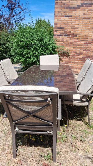 Mesa y 6 Sillas de Jardín Cristal Templado