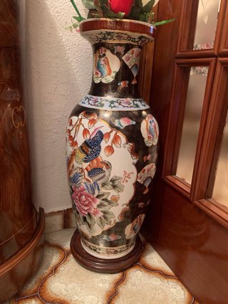Jarrón Cerámica Vintage Pájaros y Flores