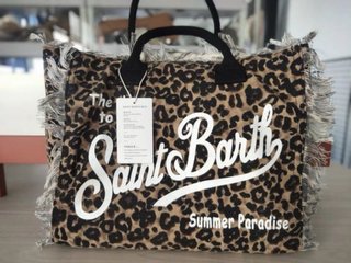 Borsa Saint Barth Leopardata con Frange