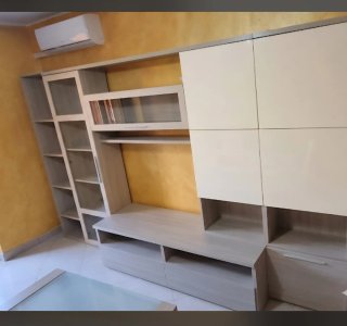 Parete attrezzata moderna colore olmo perla e bian