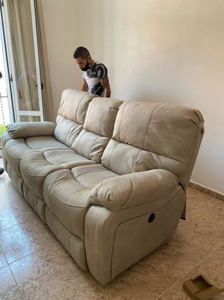 Sofá 3 plazas beige tela