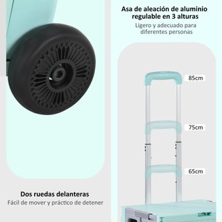 Carrito Supermercado 32L Mango Ajustable Verde