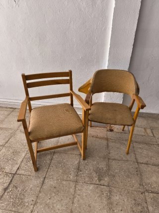2 Sillas de Madera y Tela para Restaurar