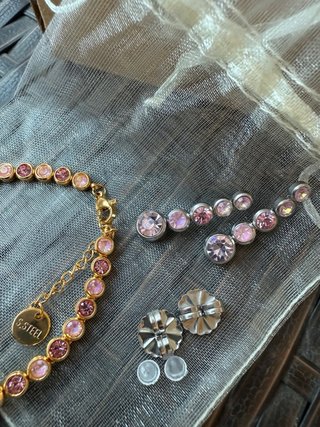 Annaira Collection Bracciale e Orecchini Rosa