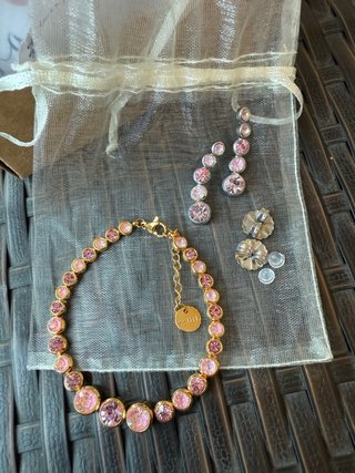 Annaira Collection Bracciale e Orecchini Rosa