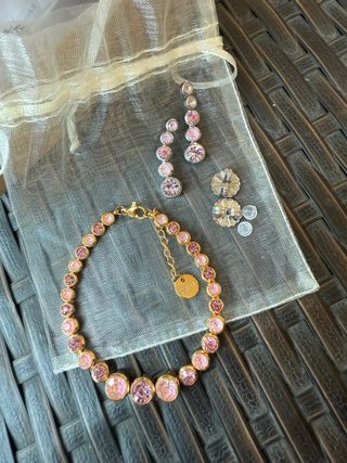 Annaira Collection Bracciale e Orecchini Rosa
