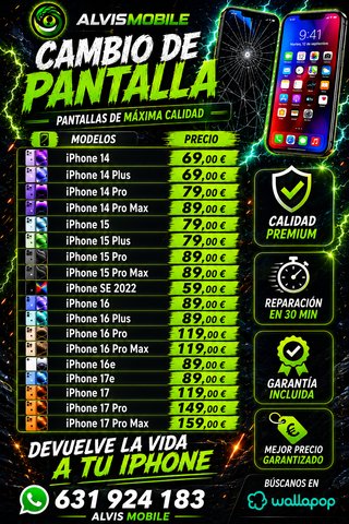 ⭐ Cambio pantalla iPhone 16e desde 89€ – 30 MIN