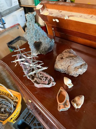 Decoración Acuario Peces Barco Vasijas