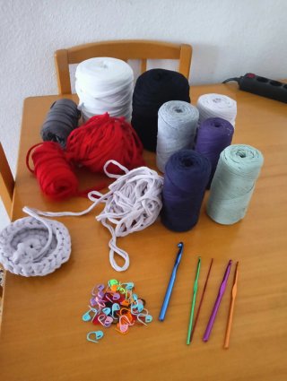 Set Ganchillo Trapillo Tela