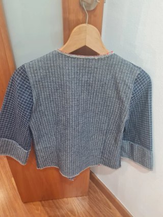 Chaqueta tejana cuadros azul y rojo