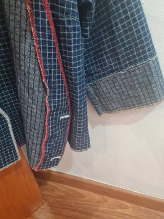 Chaqueta tejana cuadros azul y rojo