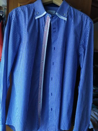 Camisa Zara Man Cuadros Azul Talla L 42